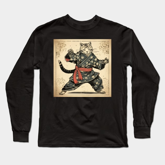 Edo cat Long Sleeve T-Shirt by SHAKIR GAUTAMA 